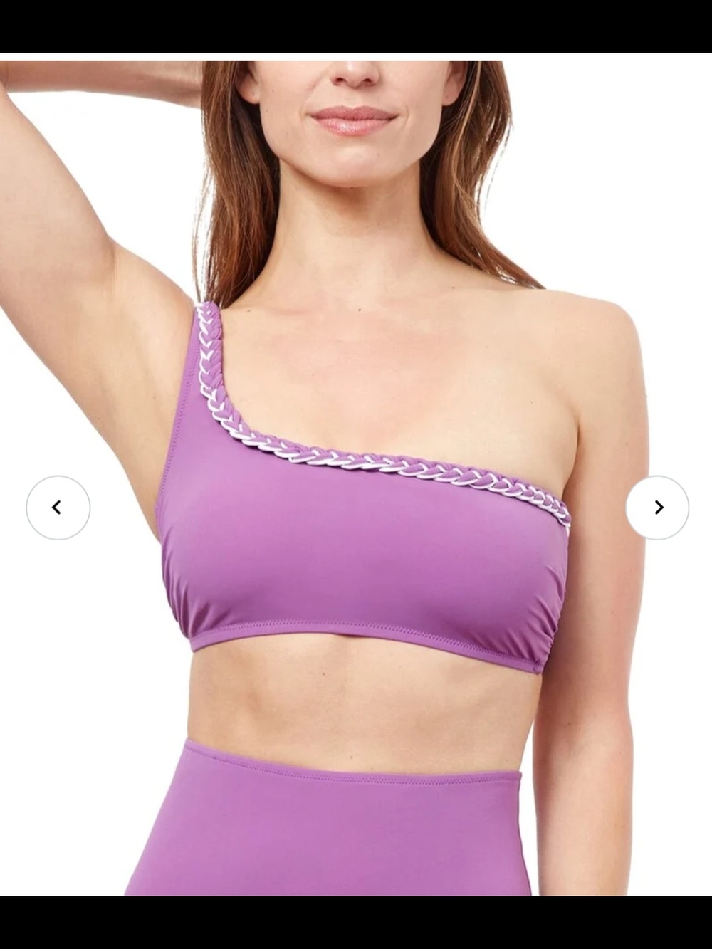 Gottex One-Shoulder Purple Swim Top  Braided Trim